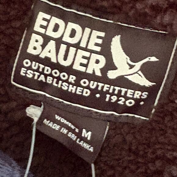 Eddie Bauer Sherpa Lined Flannel Shirt Jacket Plaid M Cottage Farm Barn NWT - Picture 6 of 11